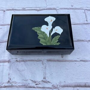 Otagiri Black Jewelry Organizer with White Floral Design